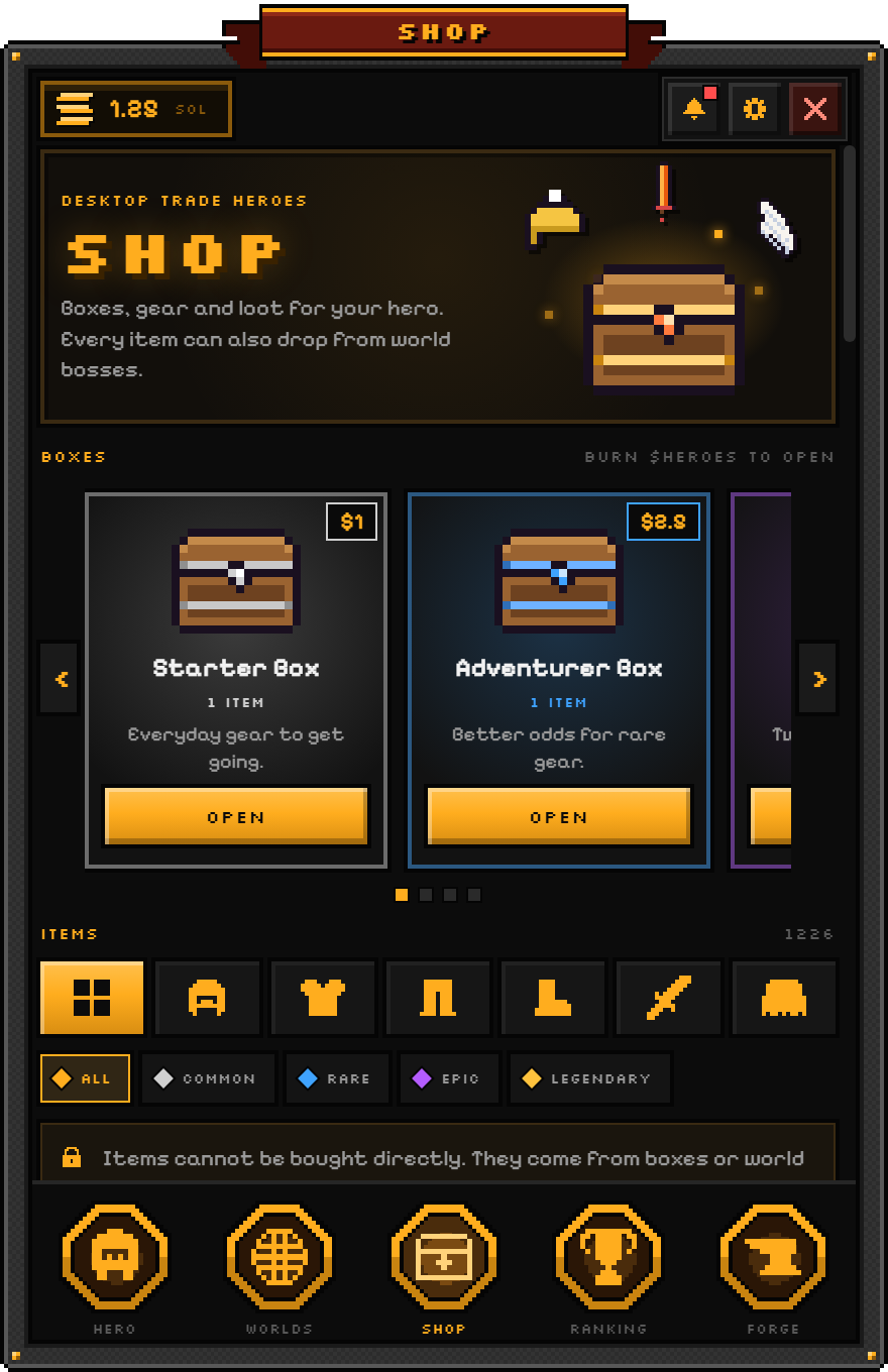 The Shop with the item boxes