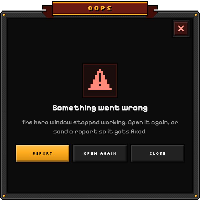 The error window with its Report button