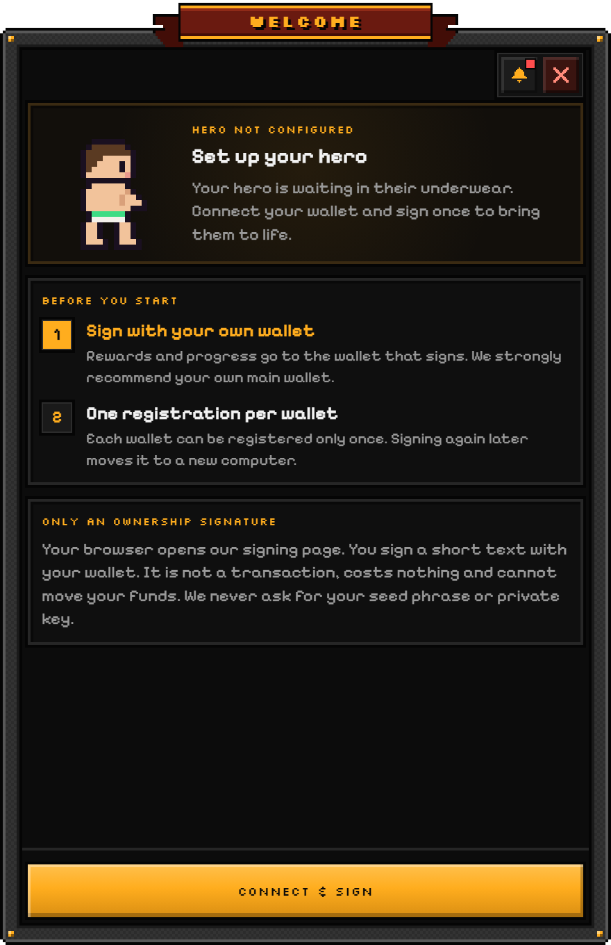 The setup window on the first start